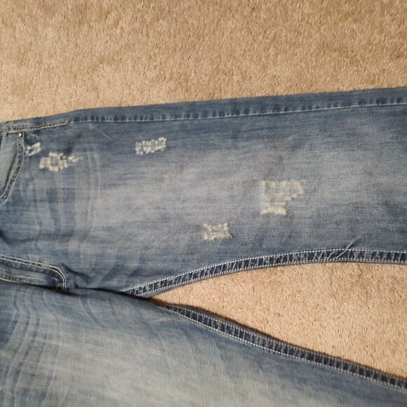 SMOKE RISE DNM, Men's Distressed Straight Leg Denim Jeans, size 44X34 EUC - Picture 5 of 13